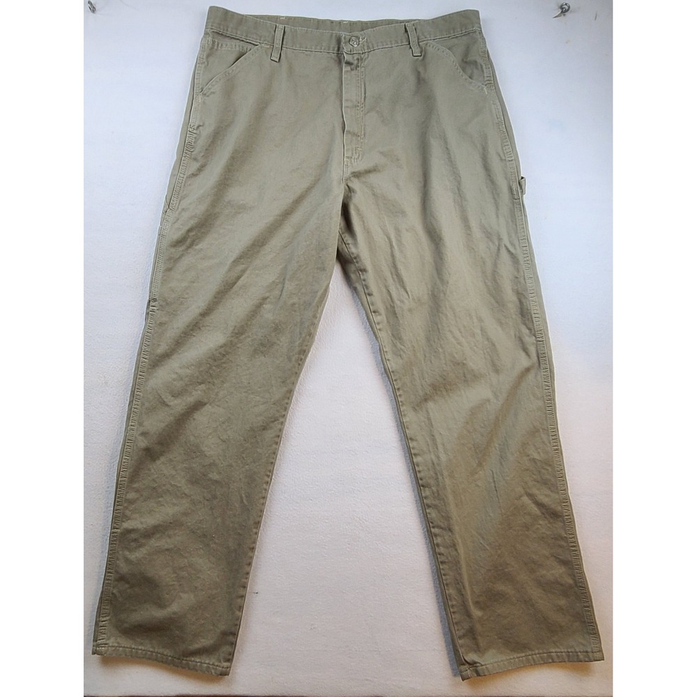 Wrangler Originals Carpenter Pants Men's 38x32 Khaki Beige Work Utility Cotton